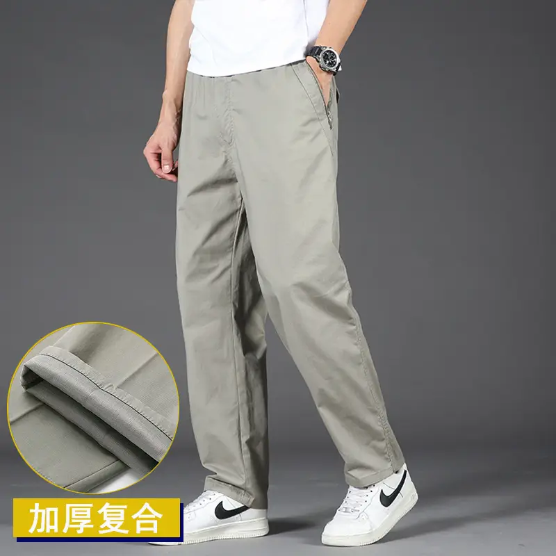 Plus Size Grey Straight Pants Men Loose Spring Autumn - Image 12