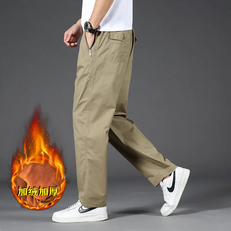 Plus Size Grey Straight Pants Men Loose Spring Autumn - Image 13