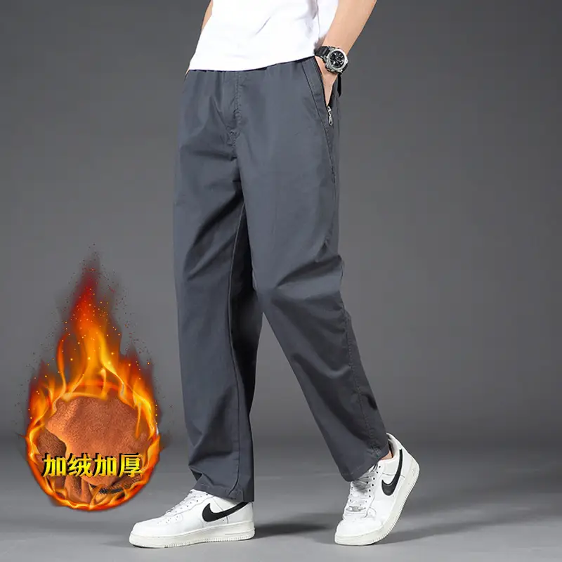 Plus Size Grey Straight Pants Men Loose Spring Autumn - Image 14
