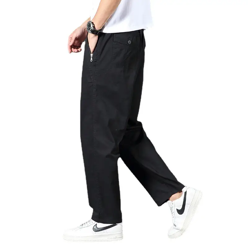 Plus Size Grey Straight Pants Men Loose Spring Autumn - Image 15