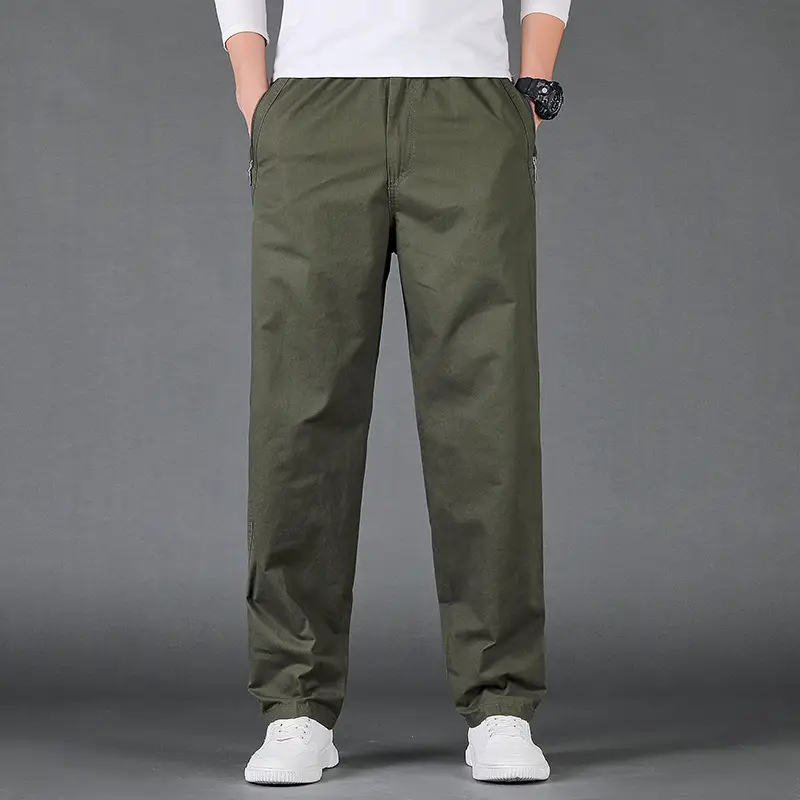 Plus Size Grey Straight Pants Men Loose Spring Autumn - Image 2