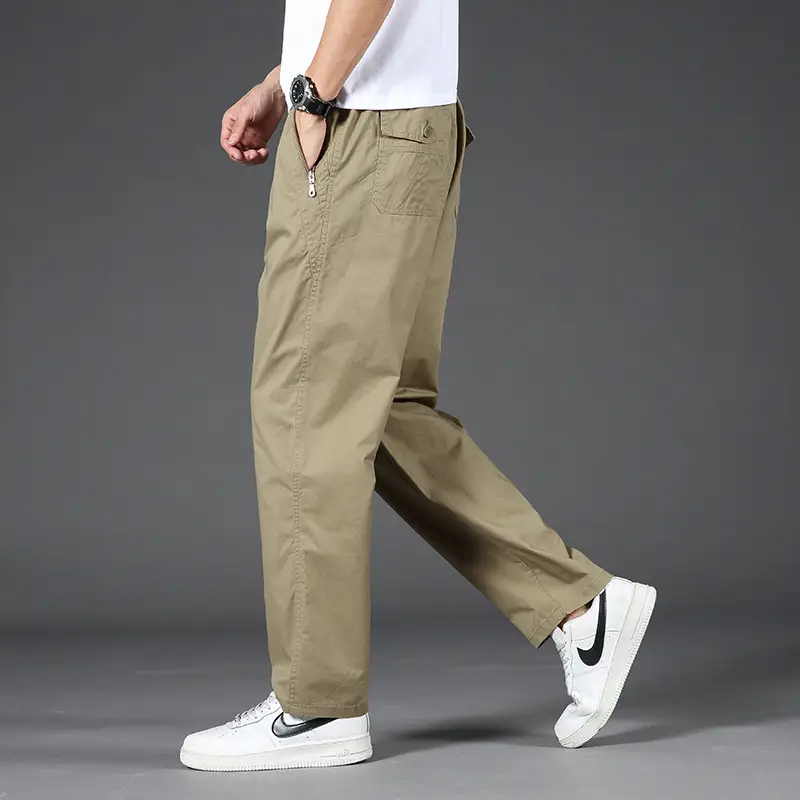 Plus Size Grey Straight Pants Men Loose Spring Autumn - Image 4