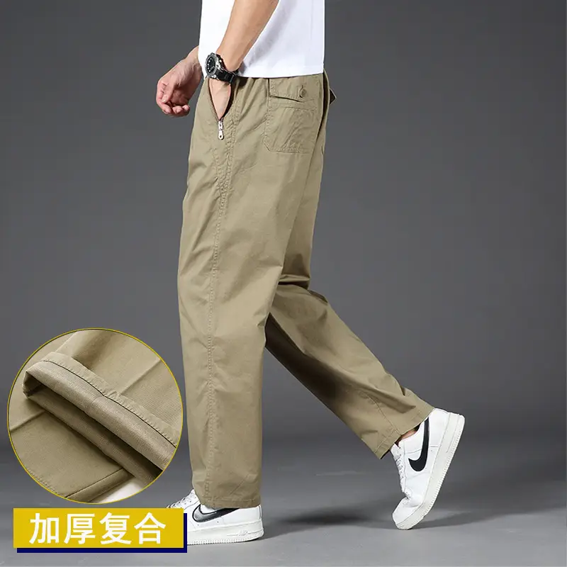 Plus Size Grey Straight Pants Men Loose Spring Autumn - Image 9