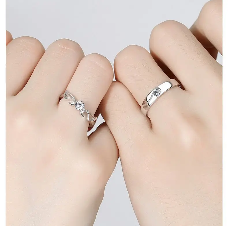 Couples Sterling Silver Ring with Diamond Design - Image 27