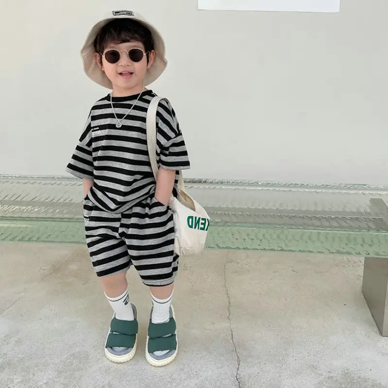 Boys Striped Shorts T-Shirt 3-8Yr Export Cotton