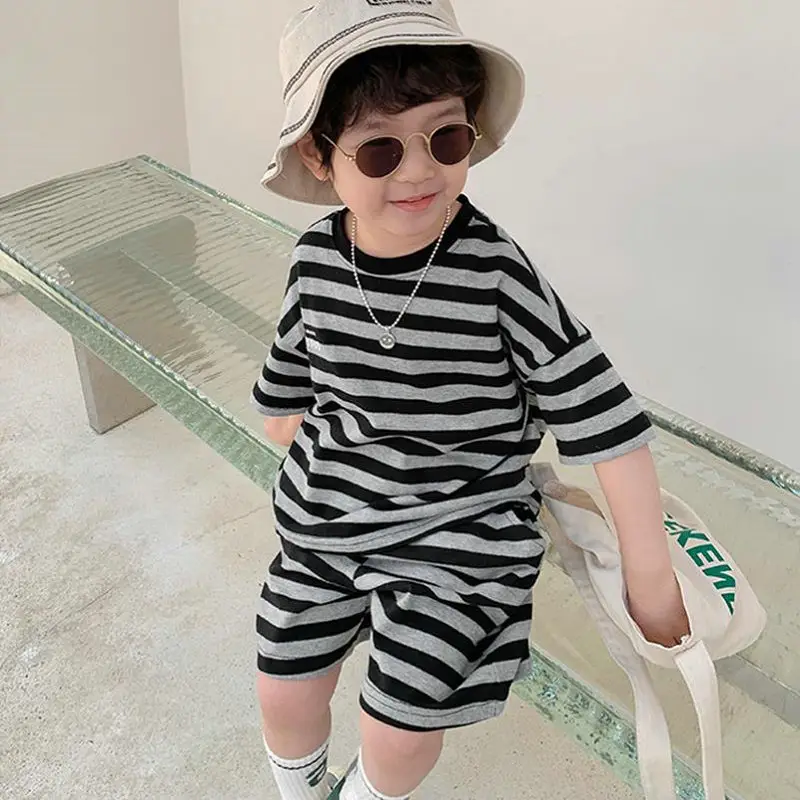 Boys Striped Shorts T-Shirt 3-8Yr Export Cotton