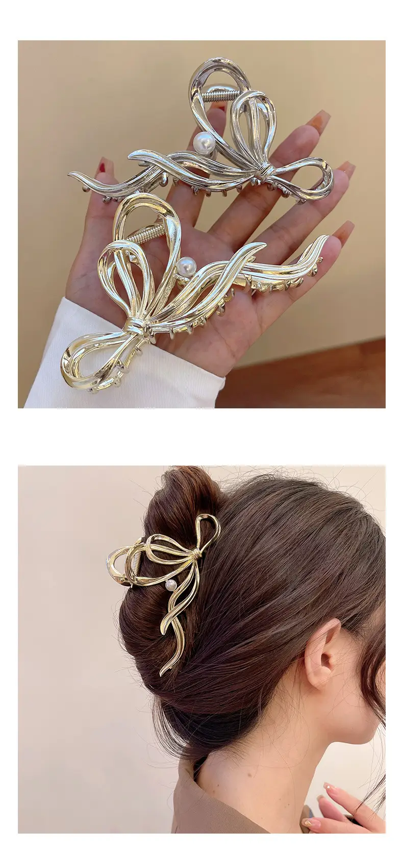 Elegant Gold Bow Hairpin for Women Summer 2023 — feature 3