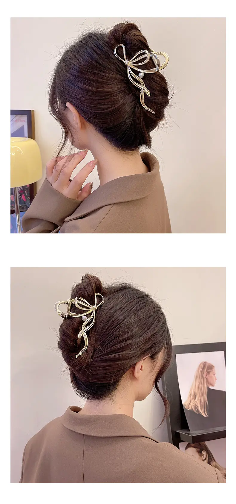 Elegant Gold Bow Hairpin for Women Summer 2023 — feature 6