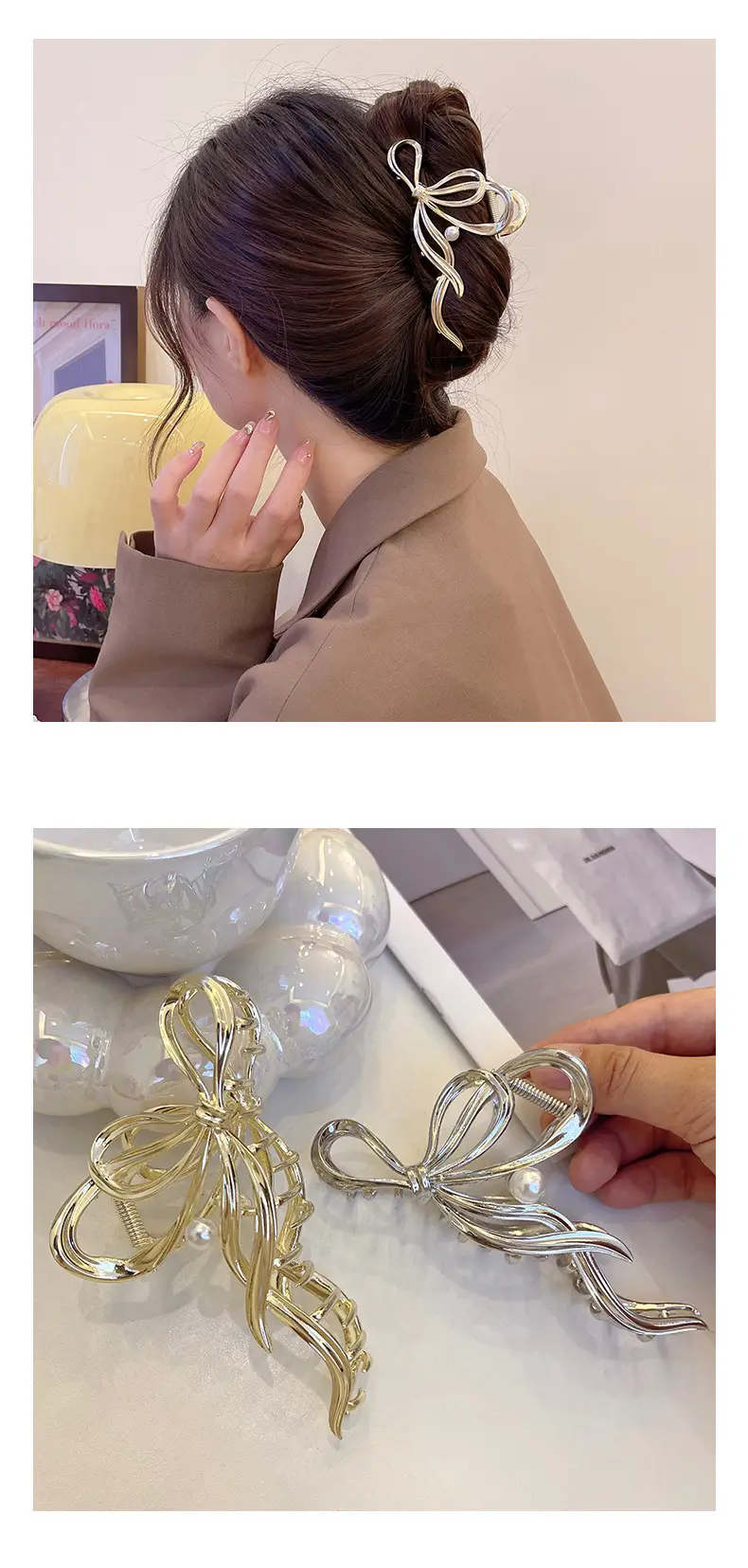 Elegant Gold Bow Hairpin for Women Summer 2023 — feature 7