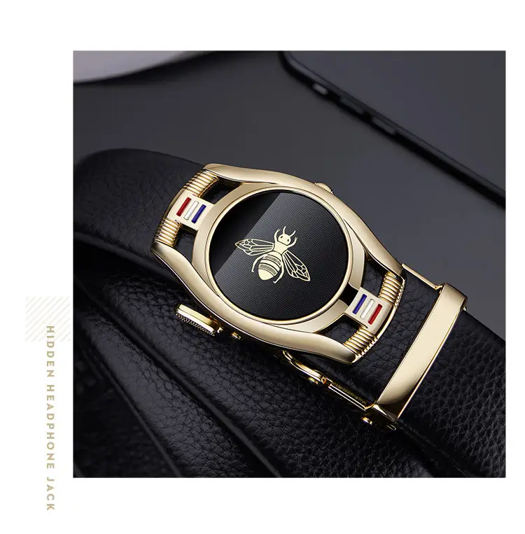 Men's Belt Automatic Buckle Leather Top Layer Cowhide Bee Design β feature 10