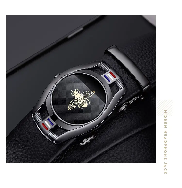 Men's Belt Automatic Buckle Leather Top Layer Cowhide Bee Design β feature 11