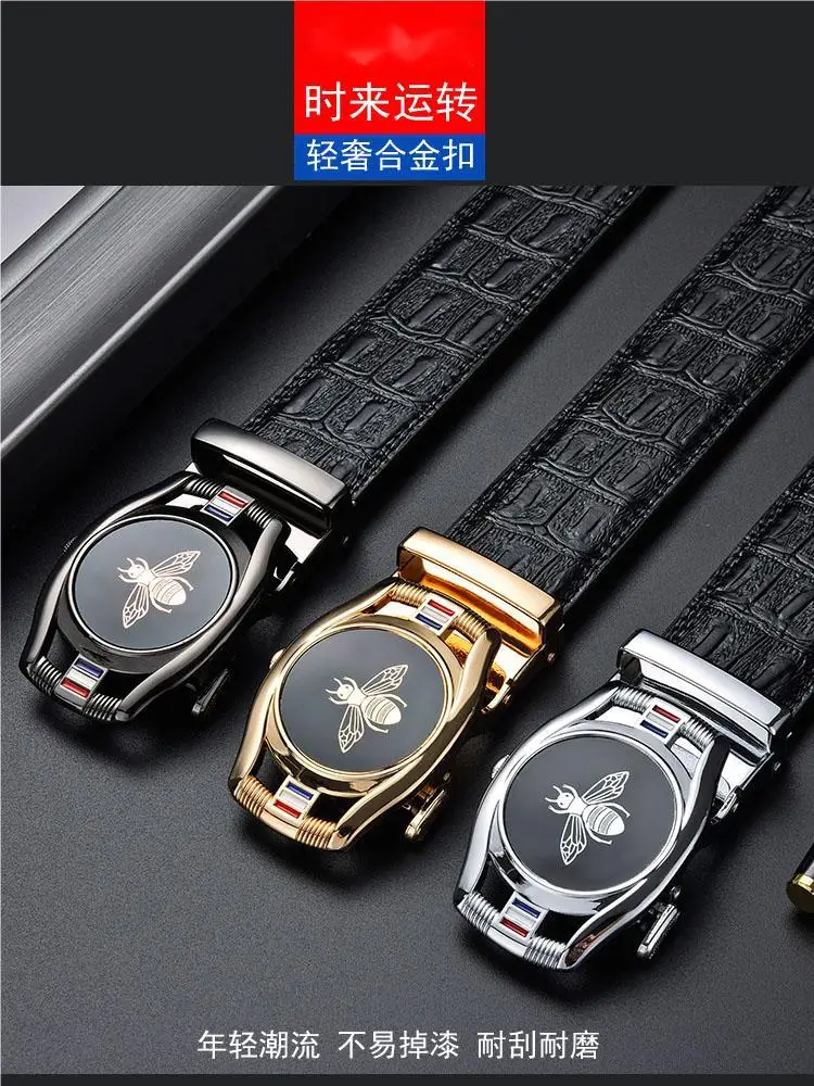 Men's Belt Automatic Buckle Leather Top Layer Cowhide Bee Design β feature 12