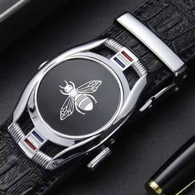 Men's Belt Automatic Buckle Leather Top Layer Cowhide Bee Design β feature 14
