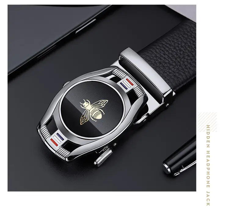 Men's Belt Automatic Buckle Leather Top Layer Cowhide Bee Design β feature 9