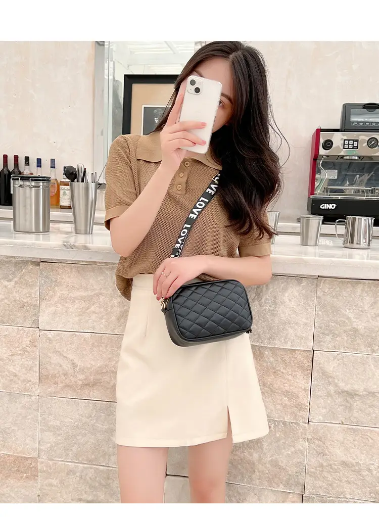 Women Rhombic Embroidered Crossbody Bag White 2023 — feature 2