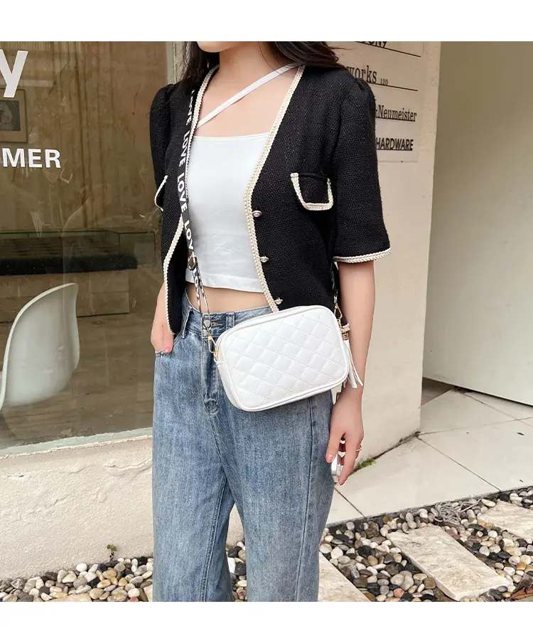 Women Rhombic Embroidered Crossbody Bag White 2023 — feature 22