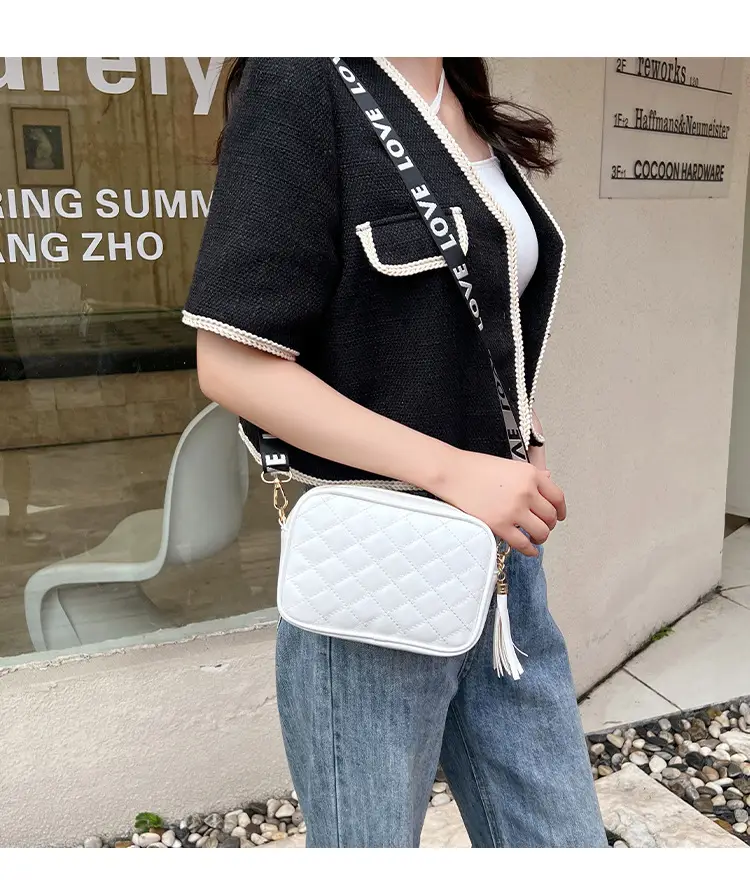 Women Rhombic Embroidered Crossbody Bag White 2023 — feature 23