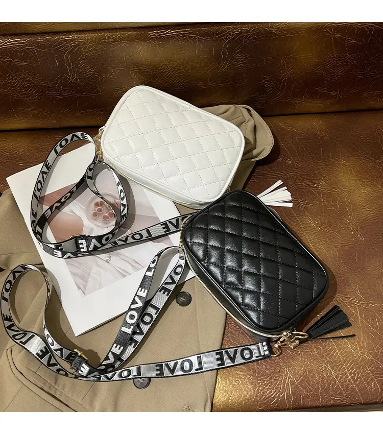 Women Rhombic Embroidered Crossbody Bag White 2023 — feature 30