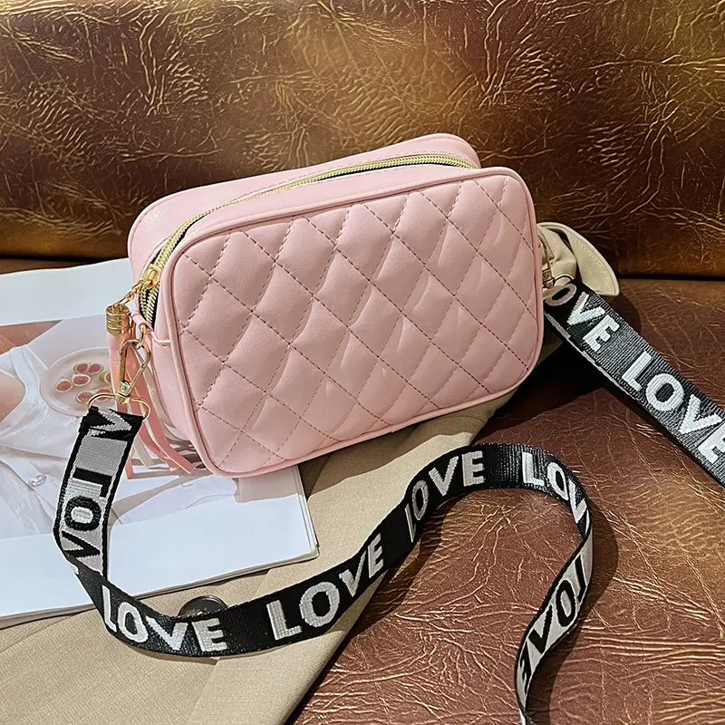 Women Rhombic Embroidered Crossbody Bag White 2023 - Image 2