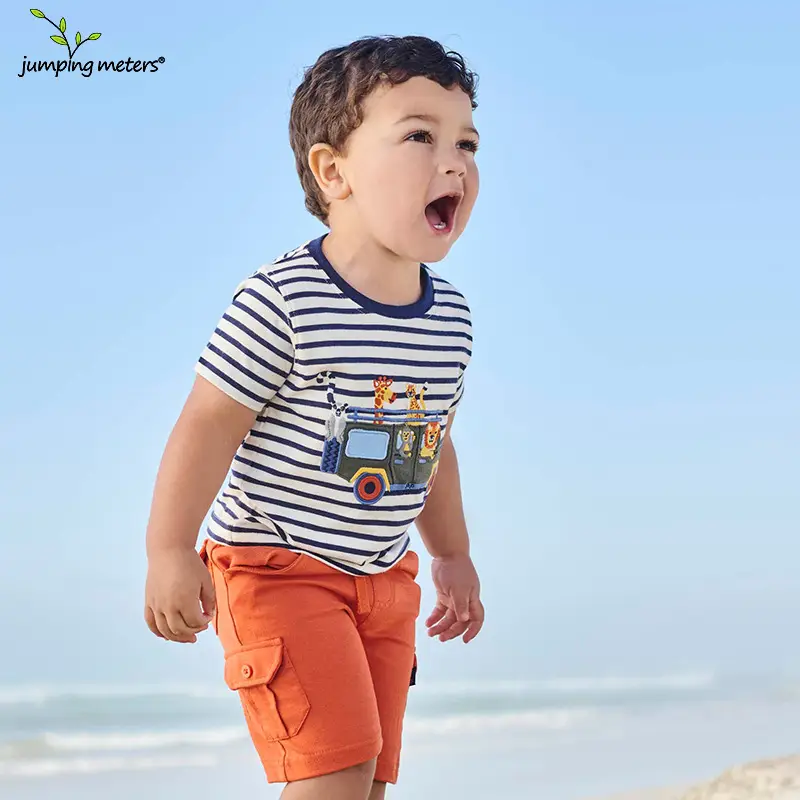 Boys Striped Cotton T-Shirt Short Sleeve Summer - Image 2