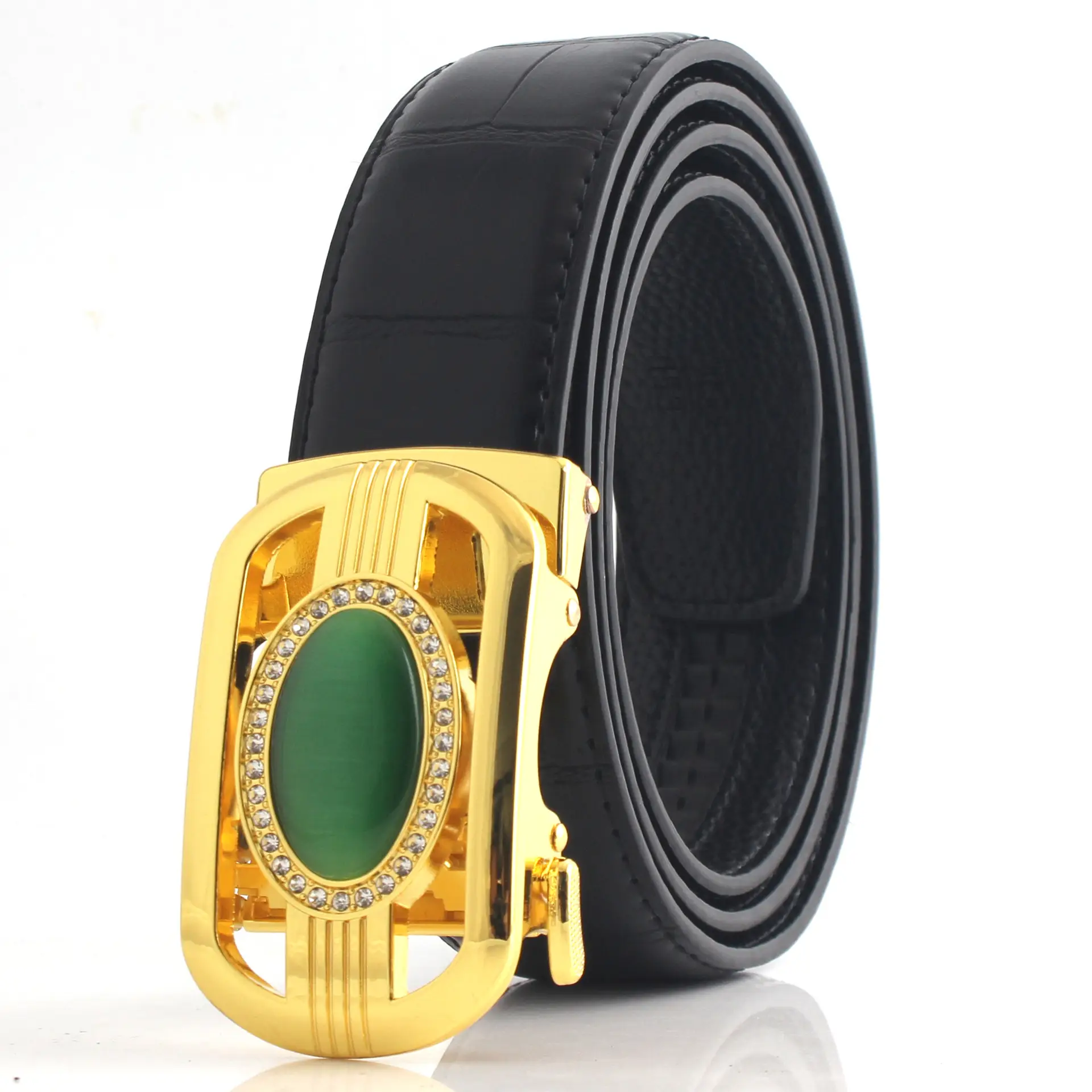 Men's Korean Style Belt with Jade & Gold Clasp - Image 3