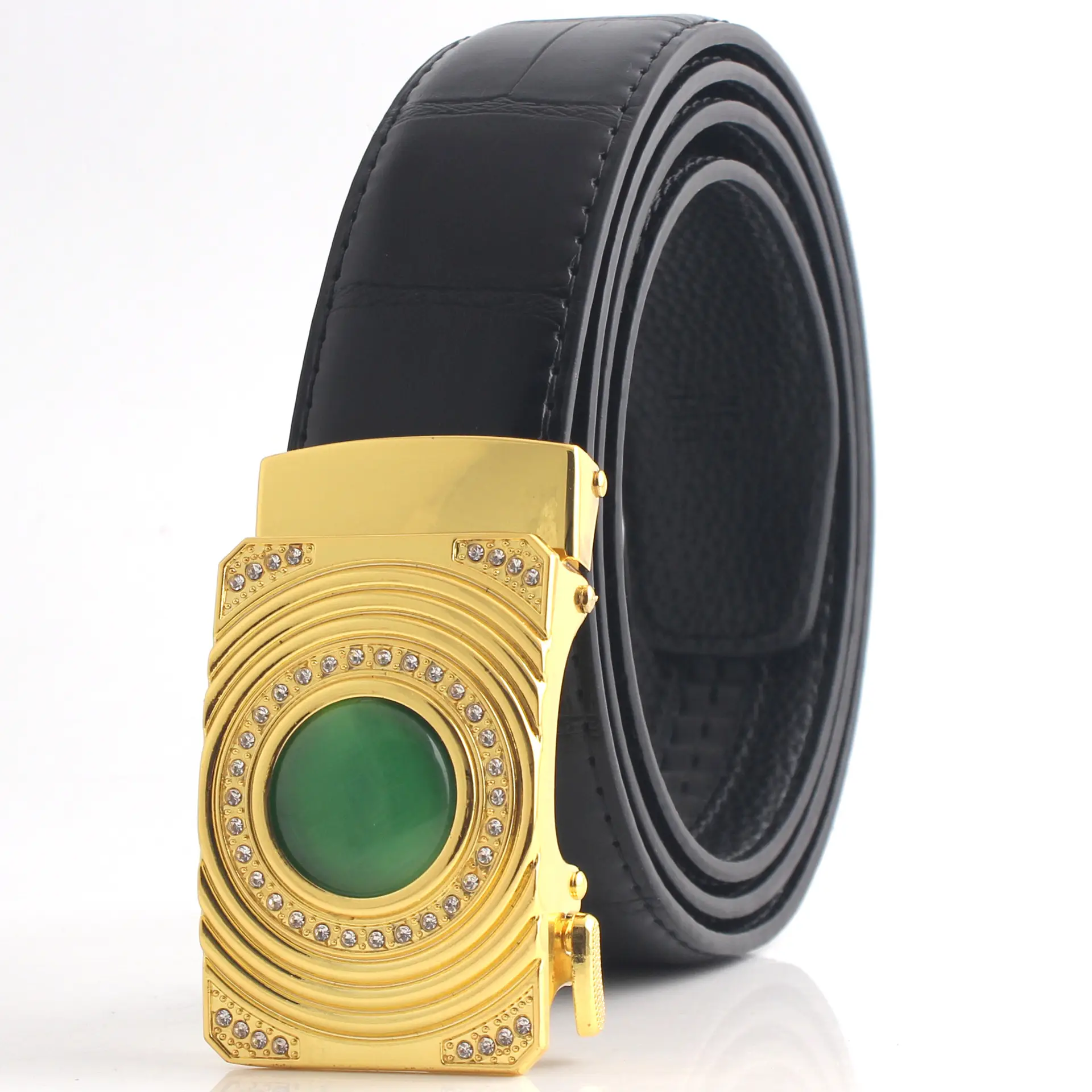 Men's Korean Style Belt with Jade & Gold Clasp - Image 5