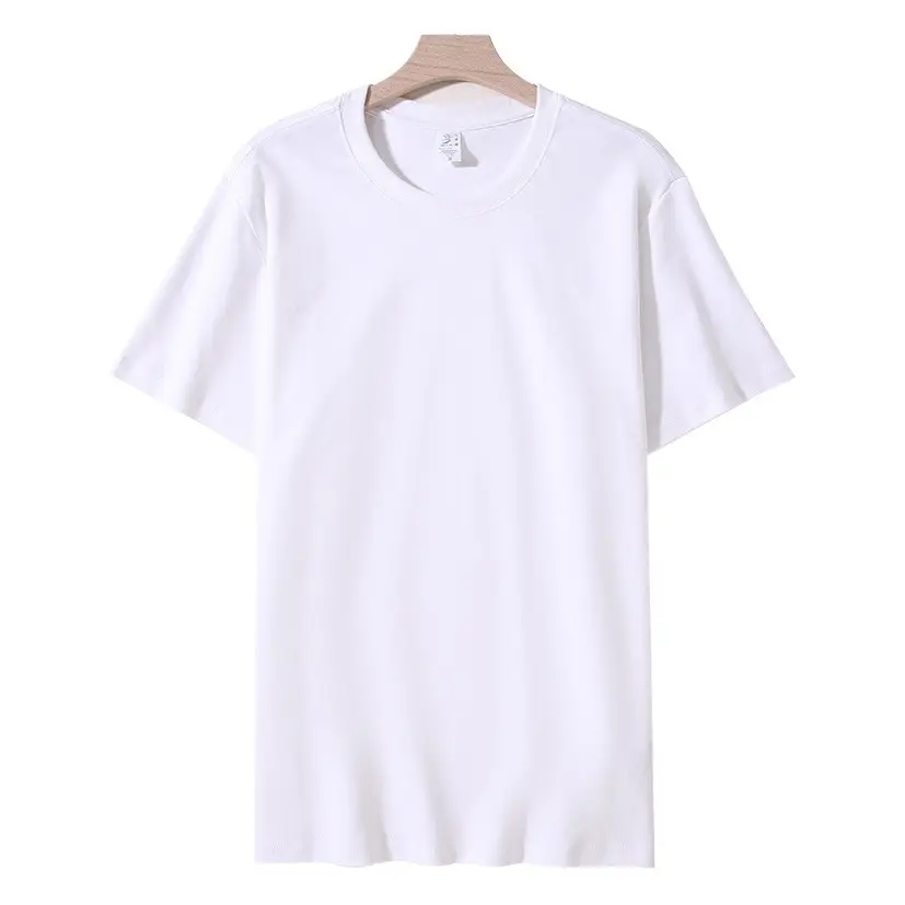 White Long-Staple Cotton T-Shirt Round Neck