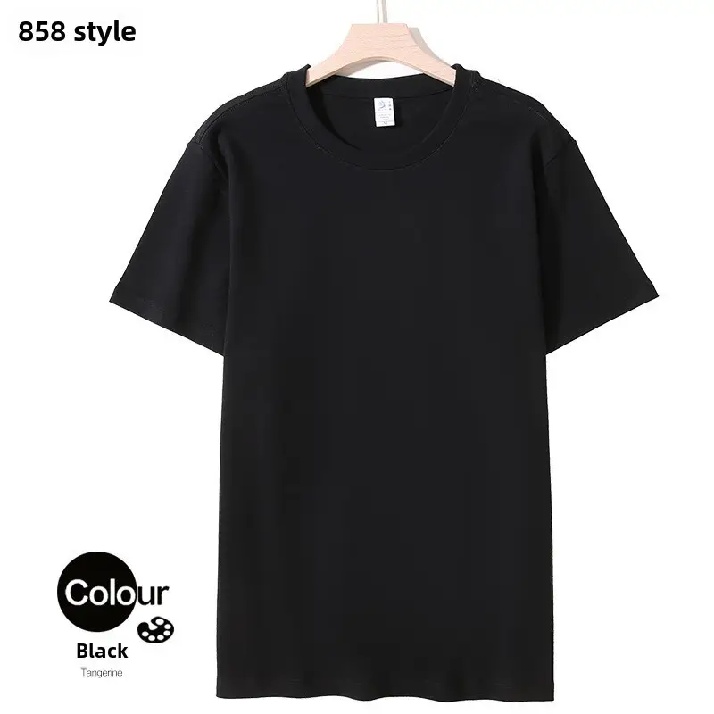 White Long-Staple Cotton T-Shirt Round Neck - Image 28