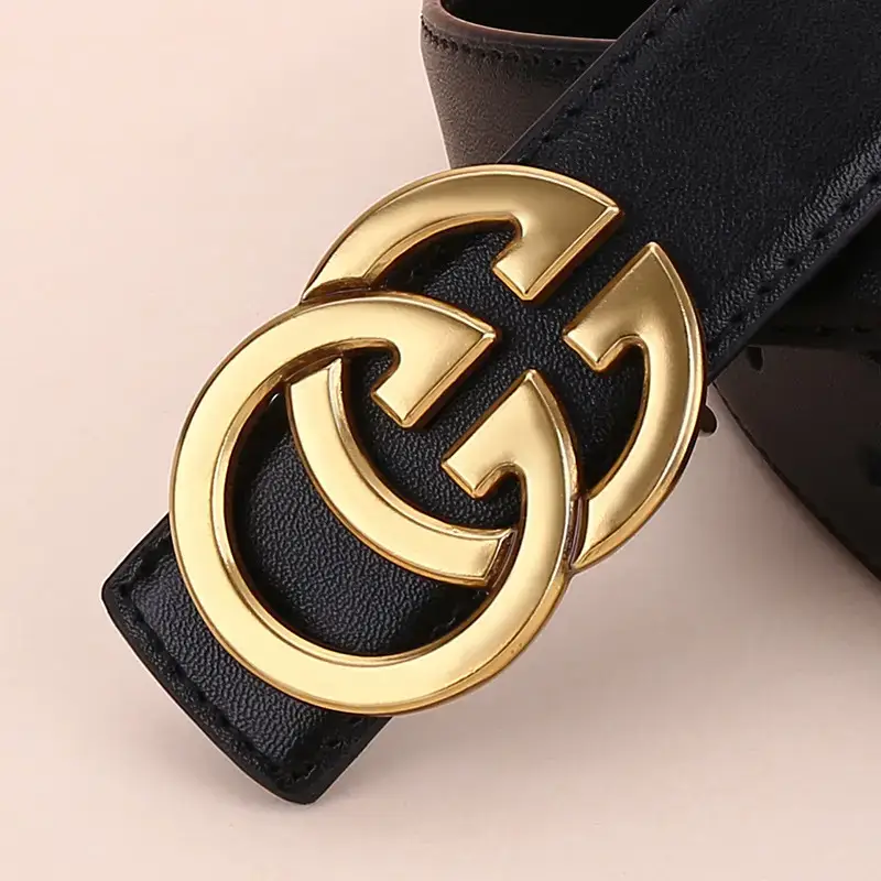 Women's Genuine Cowhide Belt with Gold GG Buckle - Image 10