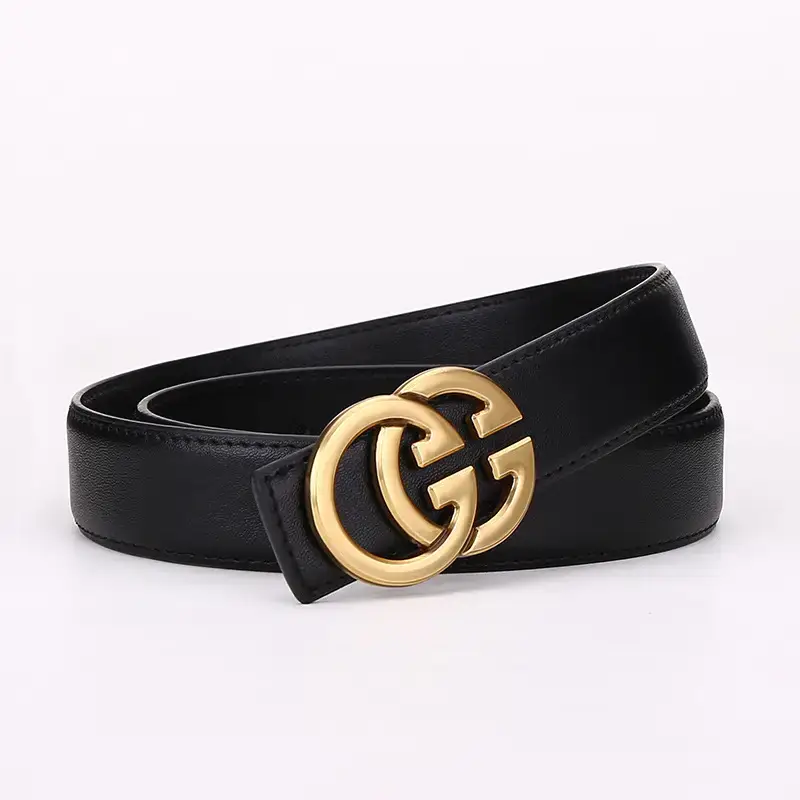 Women's Genuine Cowhide Belt with Gold GG Buckle - Image 11