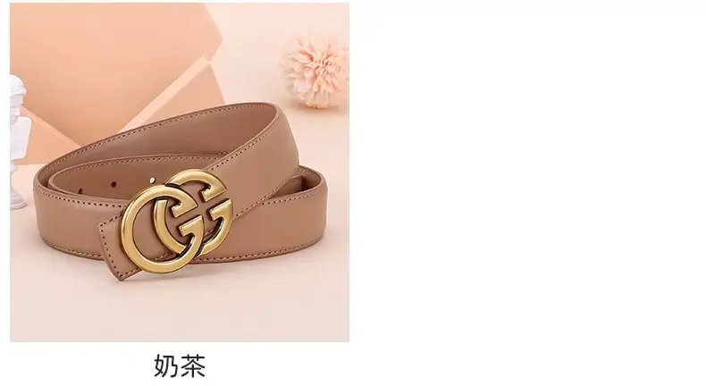 Women's Genuine Cowhide Belt with Gold GG Buckle β feature 14