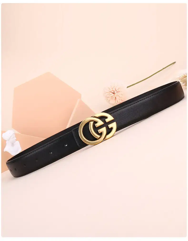 Women's Genuine Cowhide Belt with Gold GG Buckle β feature 19