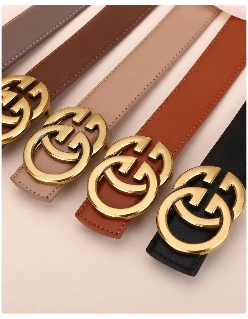 Women's Genuine Cowhide Belt with Gold GG Buckle β feature 20