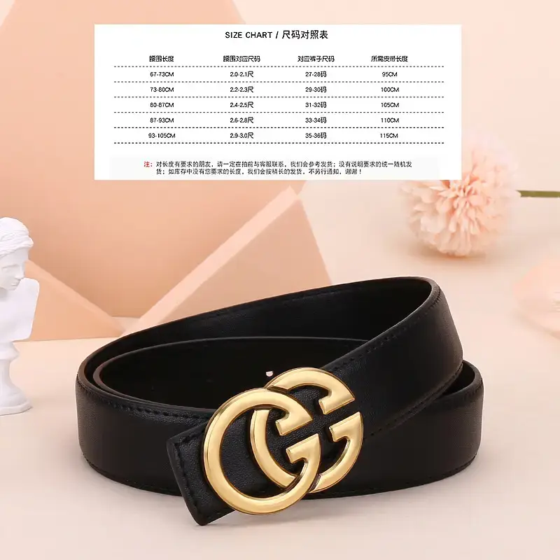 Women's Genuine Cowhide Belt with Gold GG Buckle