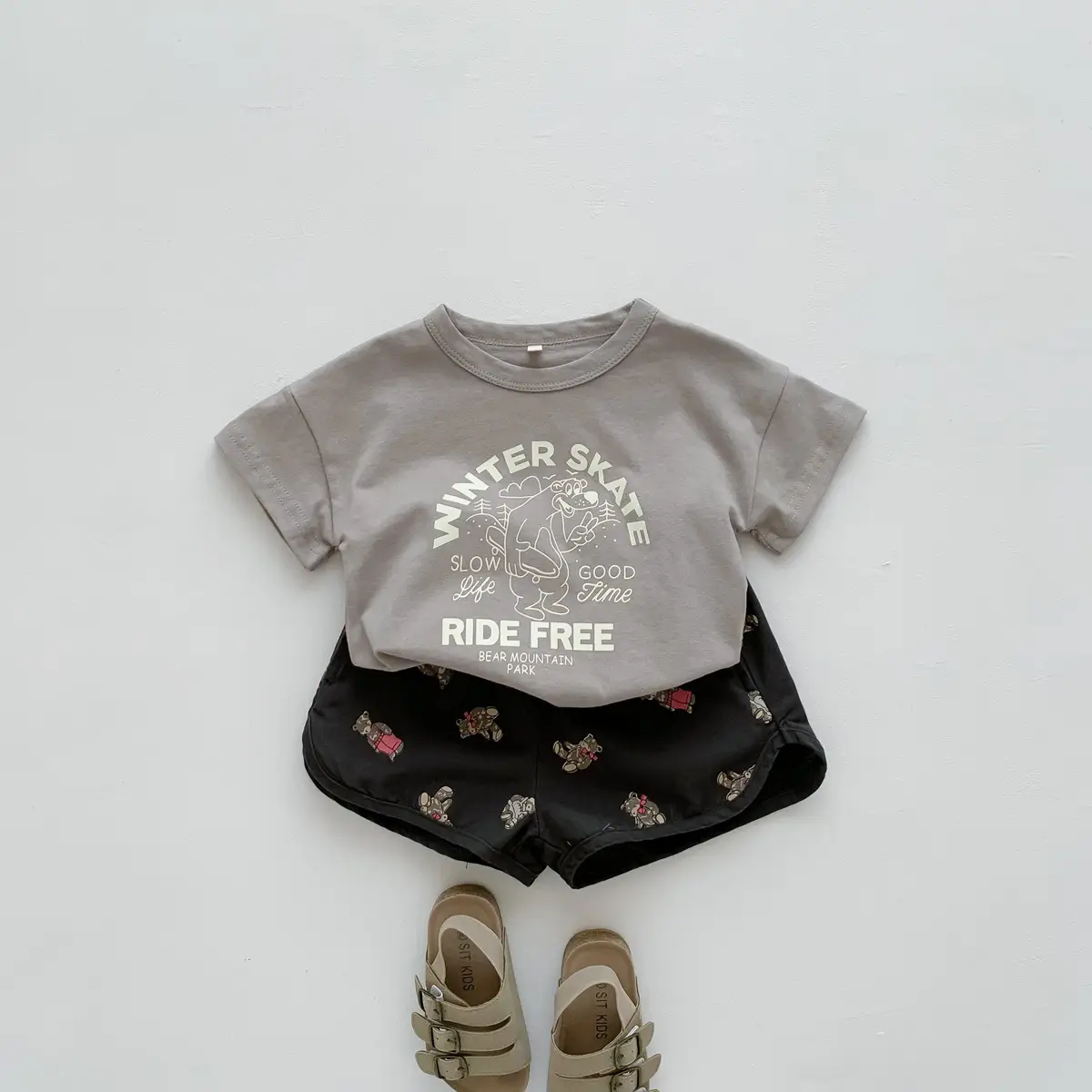 Winter Skate T-Shirt for Kids Girls Boys Cotton Cream - Image 5