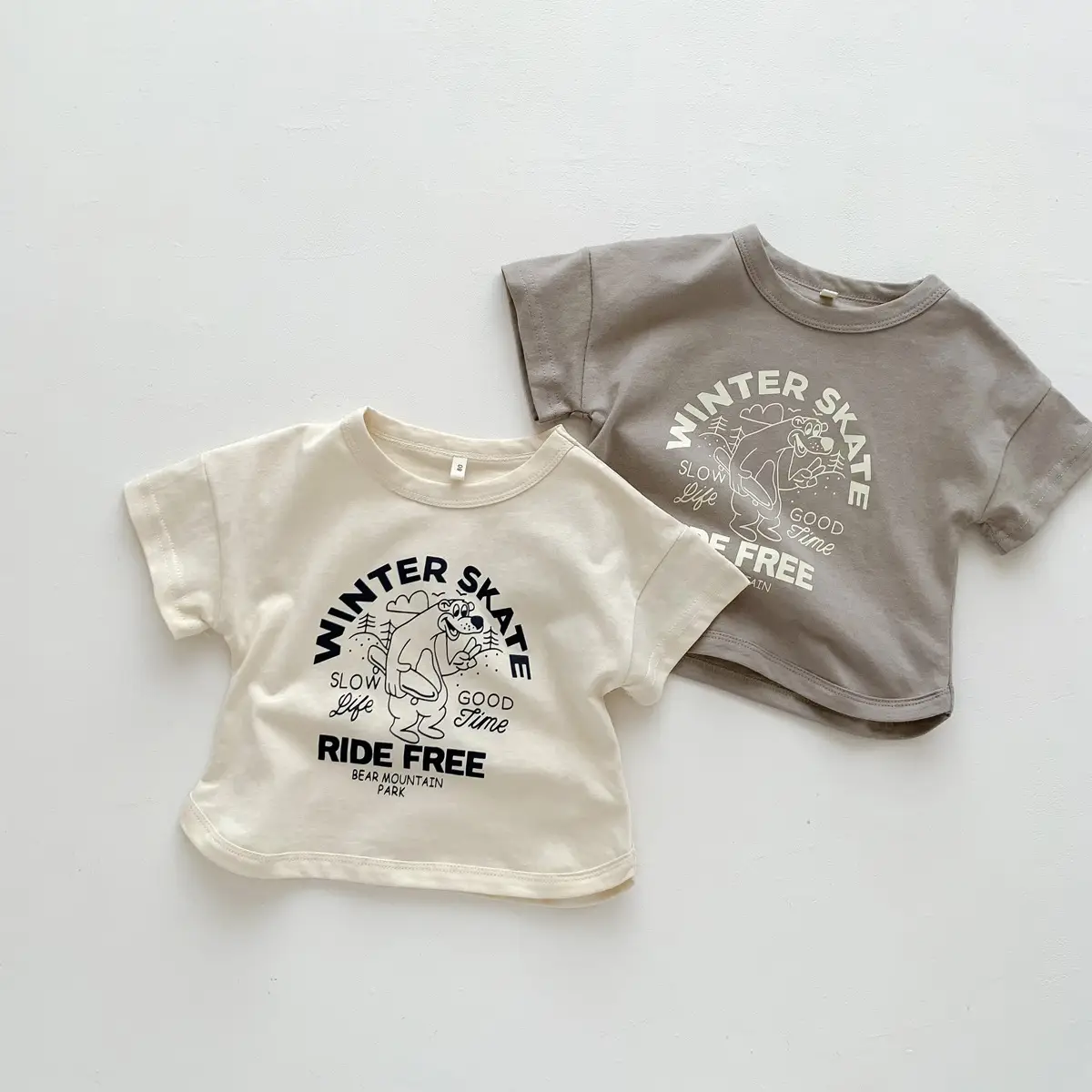 Winter Skate T-Shirt for Kids Girls Boys Cotton Cream — feature 20