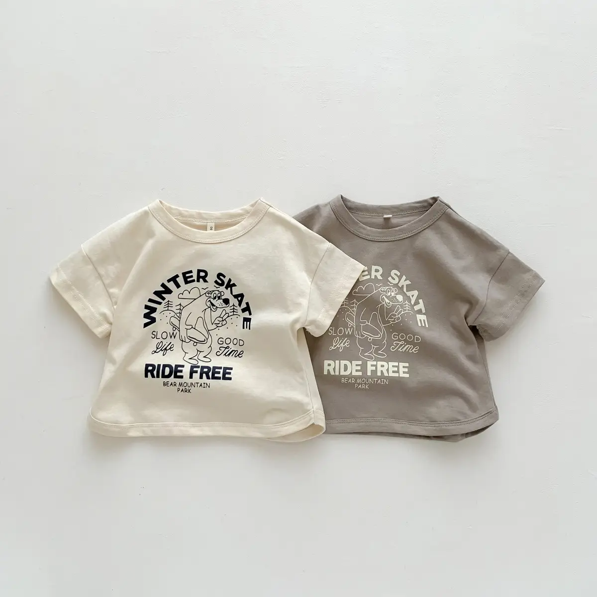 Winter Skate T-Shirt for Kids Girls Boys Cotton Cream — feature 22