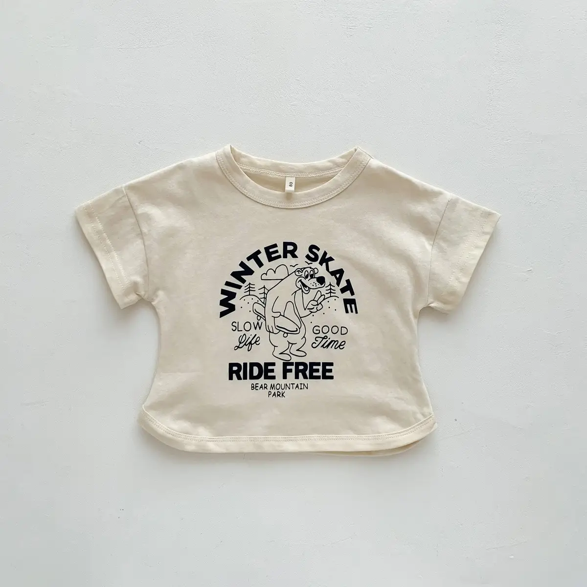 Winter Skate T-Shirt for Kids Girls Boys Cotton Cream — feature 23