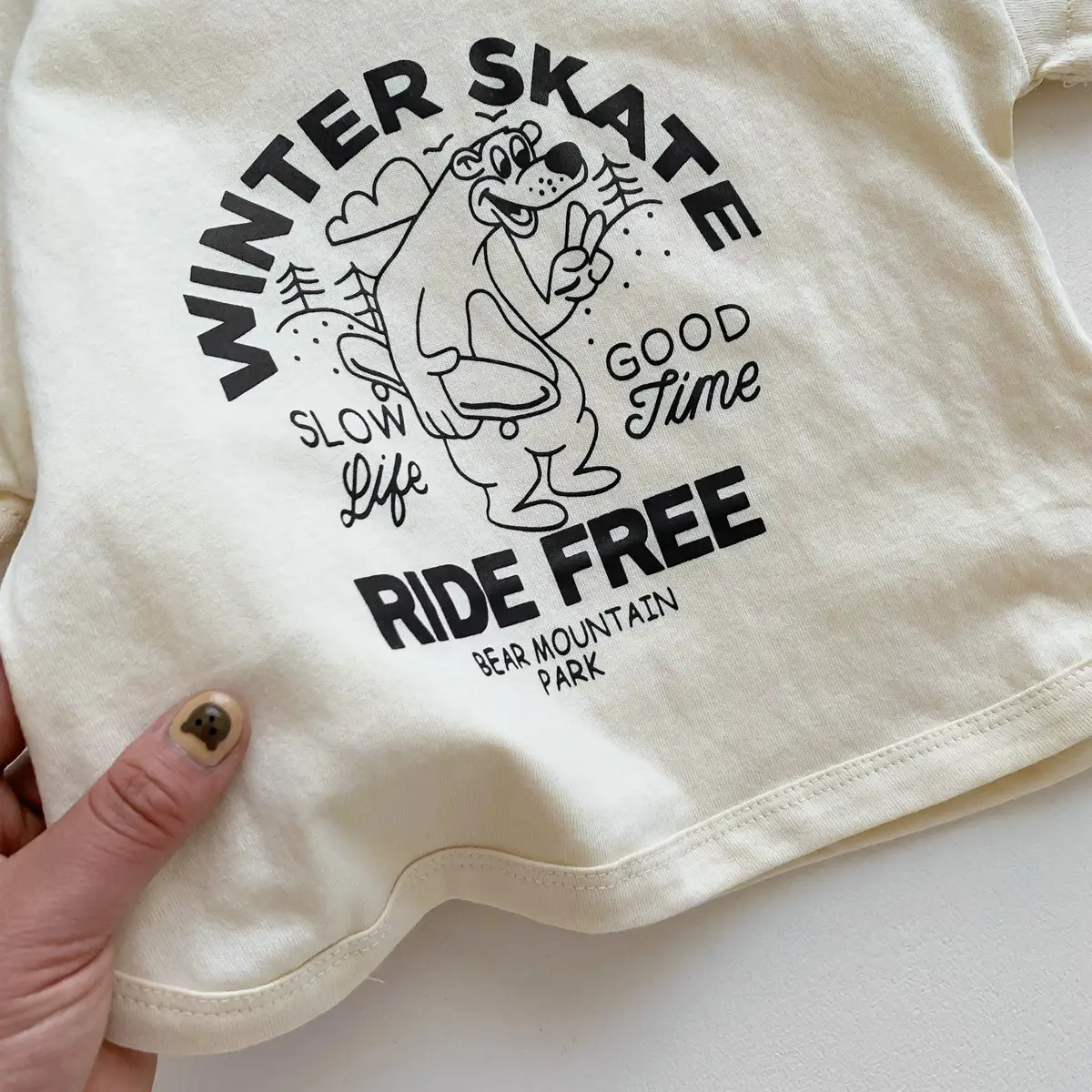 Winter Skate T-Shirt for Kids Girls Boys Cotton Cream — feature 25