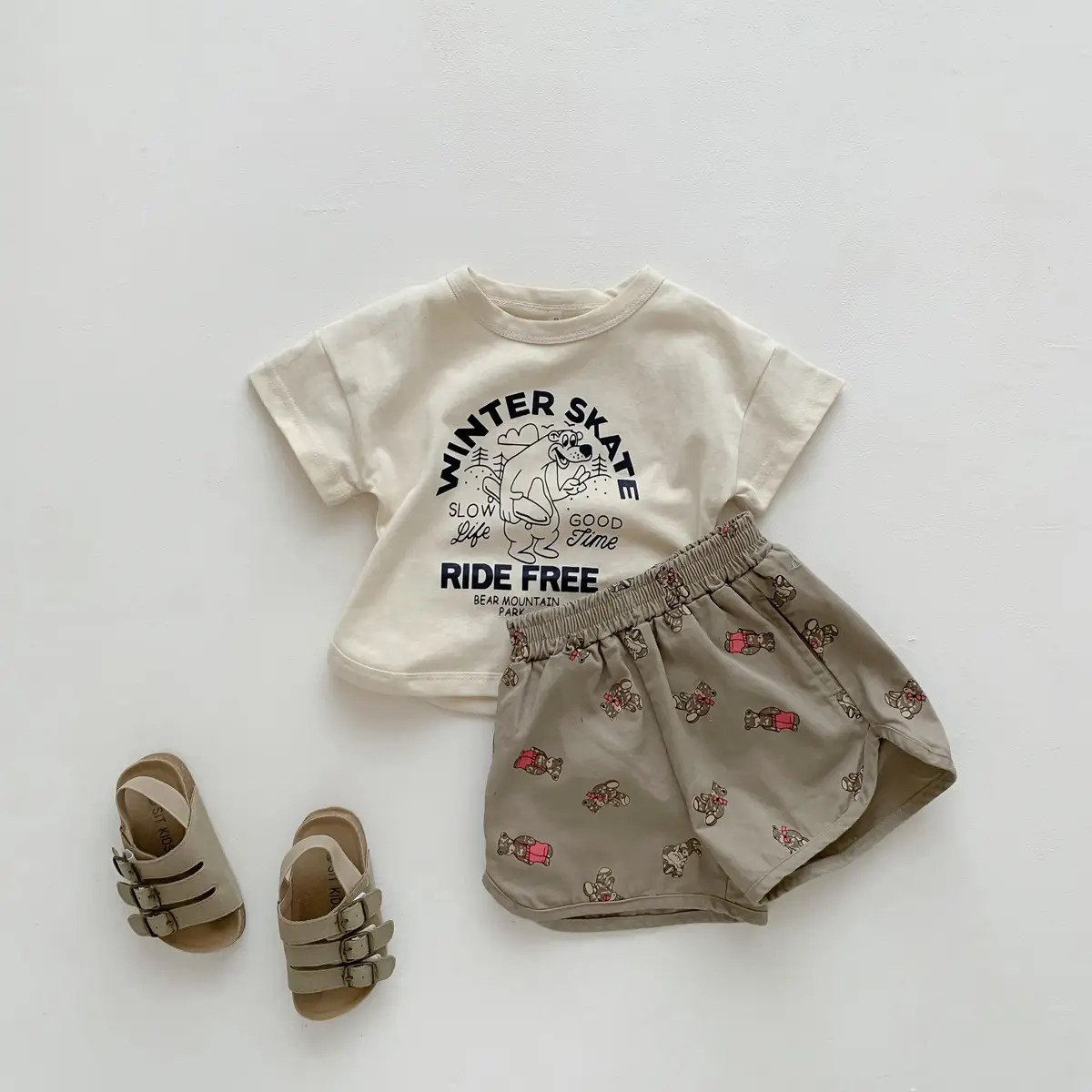 Winter Skate T-Shirt for Kids Girls Boys Cotton Cream — feature 5