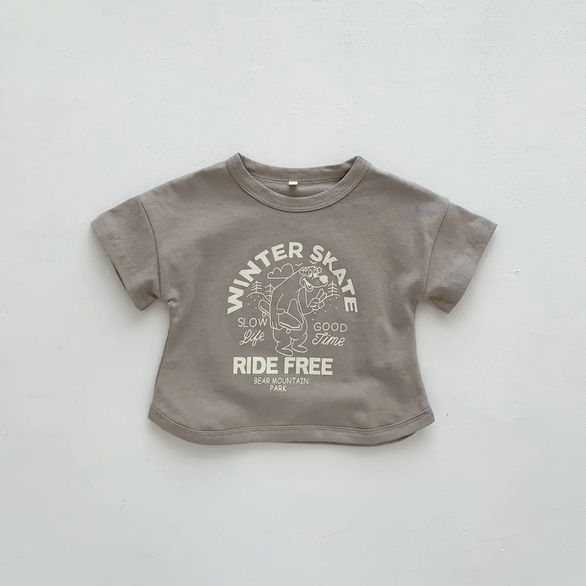 Winter Skate T-Shirt for Kids Girls Boys Cotton Cream — feature 9
