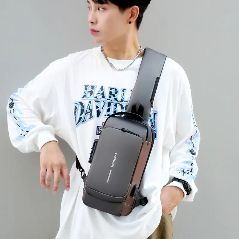 Men's Crossbody Bag Large Capacity Password Functional Shoulder Bag - Image 5