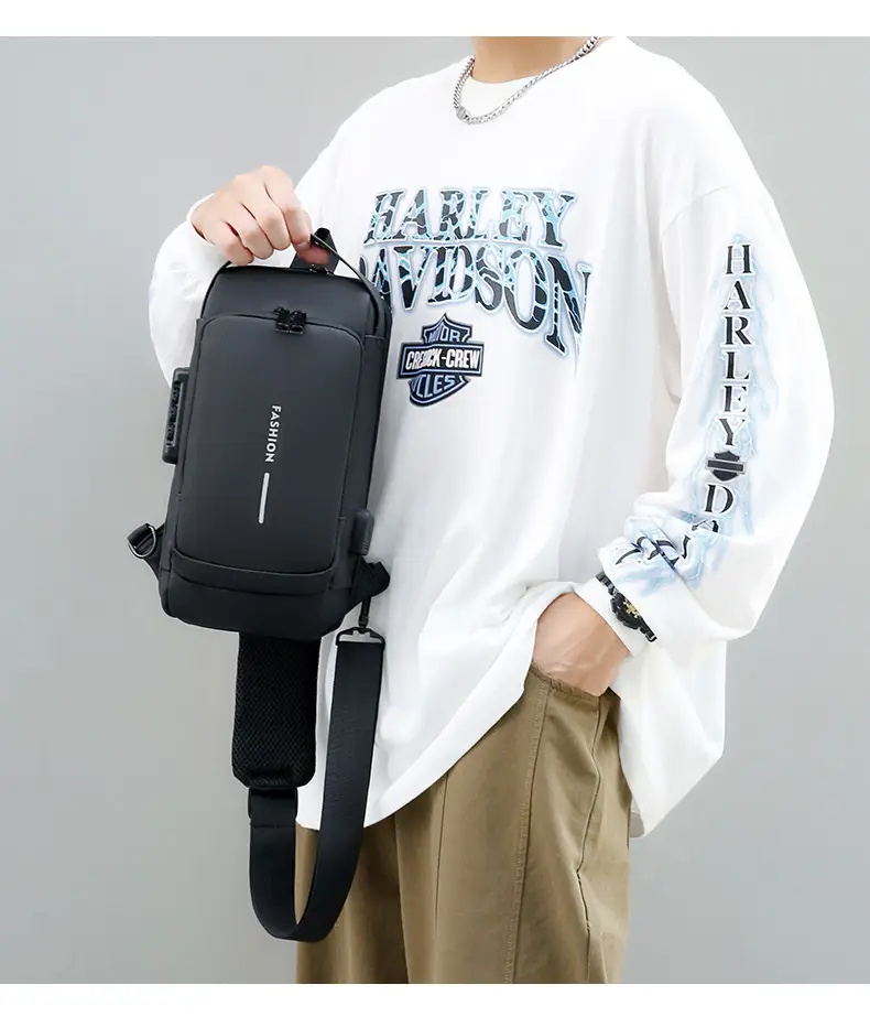 Men's Crossbody Bag Large Capacity Password Functional Shoulder Bag — feature 18