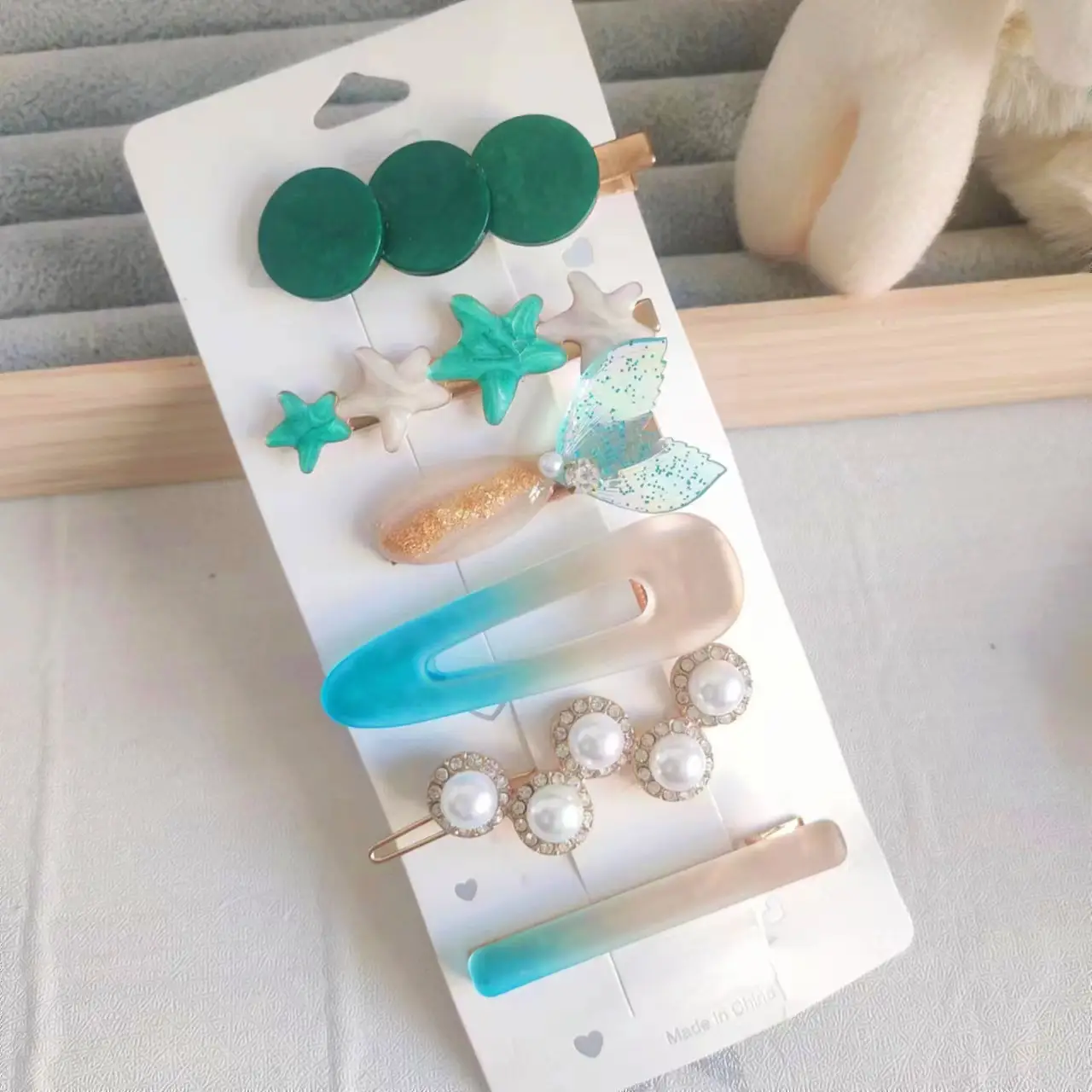 Korean Feather Hairpin Set with Star & Pearl Accessories - Image 10