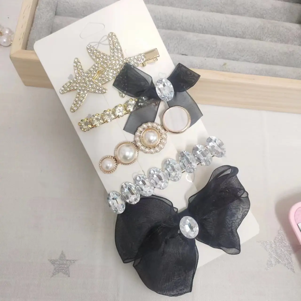 Korean Feather Hairpin Set with Star & Pearl Accessories - Image 13