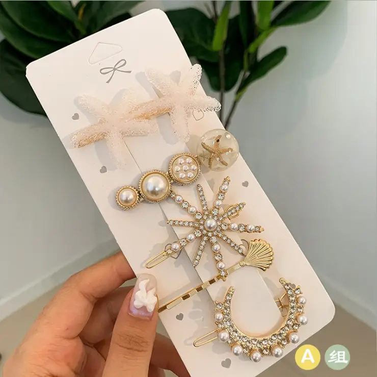 Korean Feather Hairpin Set with Star & Pearl Accessories - Image 8