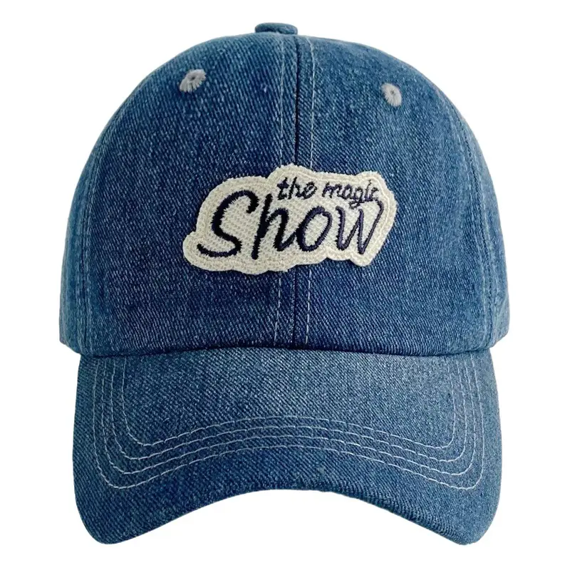Men Blue Wash Denim Baseball Cap with Letter Sticker