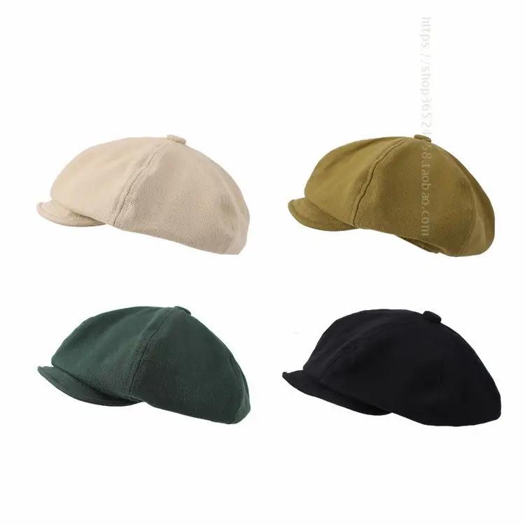 New Style Cap for Women Men Retro Big Head Face Showing Small Soft Eaves Solid Color Eight Artists Hat - Image 6