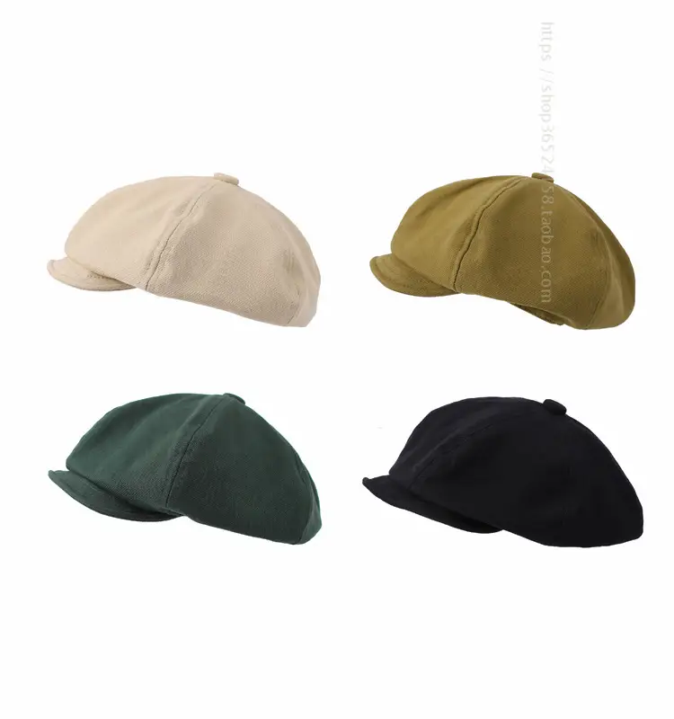 New Style Cap for Women Men Retro Big Head Face Showing Small Soft Eaves Solid Color Eight Artists Hat — feature 2