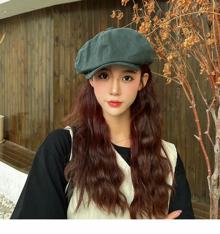 New Style Cap for Women Men Retro Big Head Face Showing Small Soft Eaves Solid Color Eight Artists Hat — feature 24